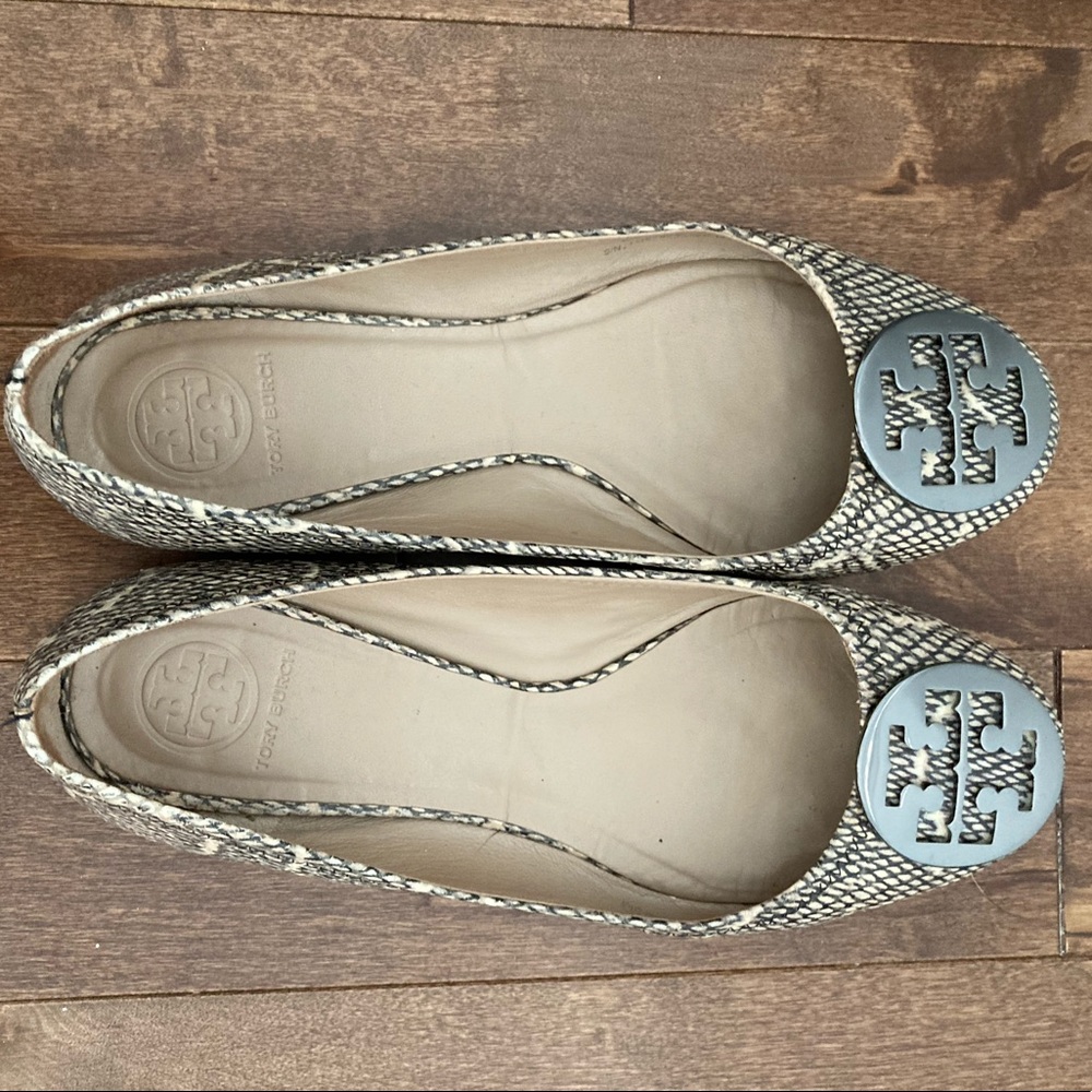 Tory Burch Snakeskin Ballet Flats - Black and Gray